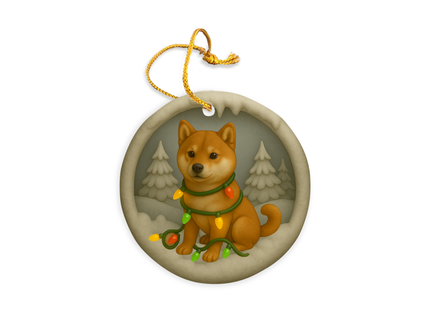 Personalized Red Shiba Inu Christmas 3D Clay-Style Dog Keepsake