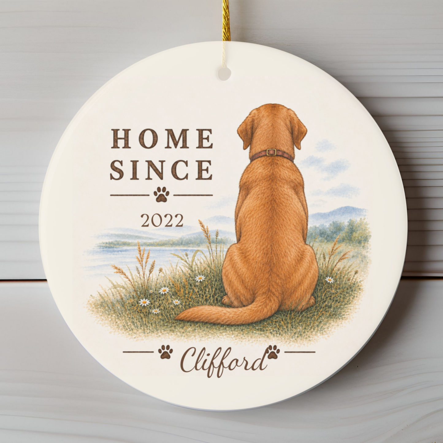 Personalized Fox Red Lab Ornament, Double Sided Labrador Gotcha Day Gift, Custom Dog Keepsake