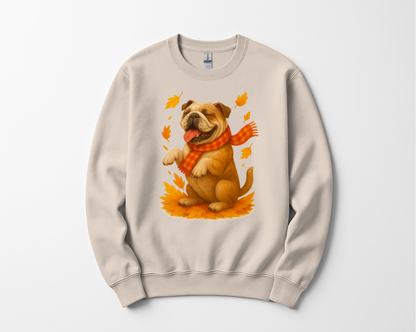 Bulldog Autumn Shirt, Dog Lover Fall Sweater, Cozy Pet Apparel, Cute Dog Seasonal Gift, Bulldog Autumn Wear, Fall Dog Fashion