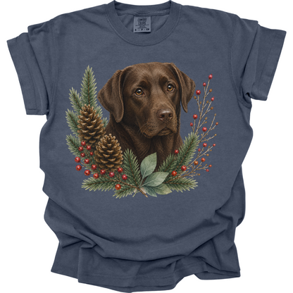 Chocolate Lab Christmas Shirt, Labrador Retriever Dog Mom Tee, Holiday Lab Lover Gift