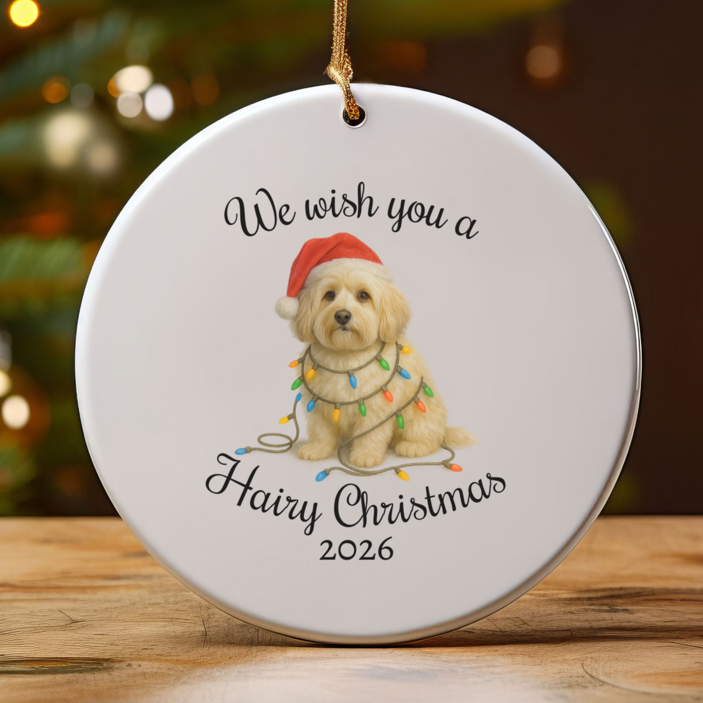 Christmas Havanese Ornament, Christmas Lights Dog Keepsake