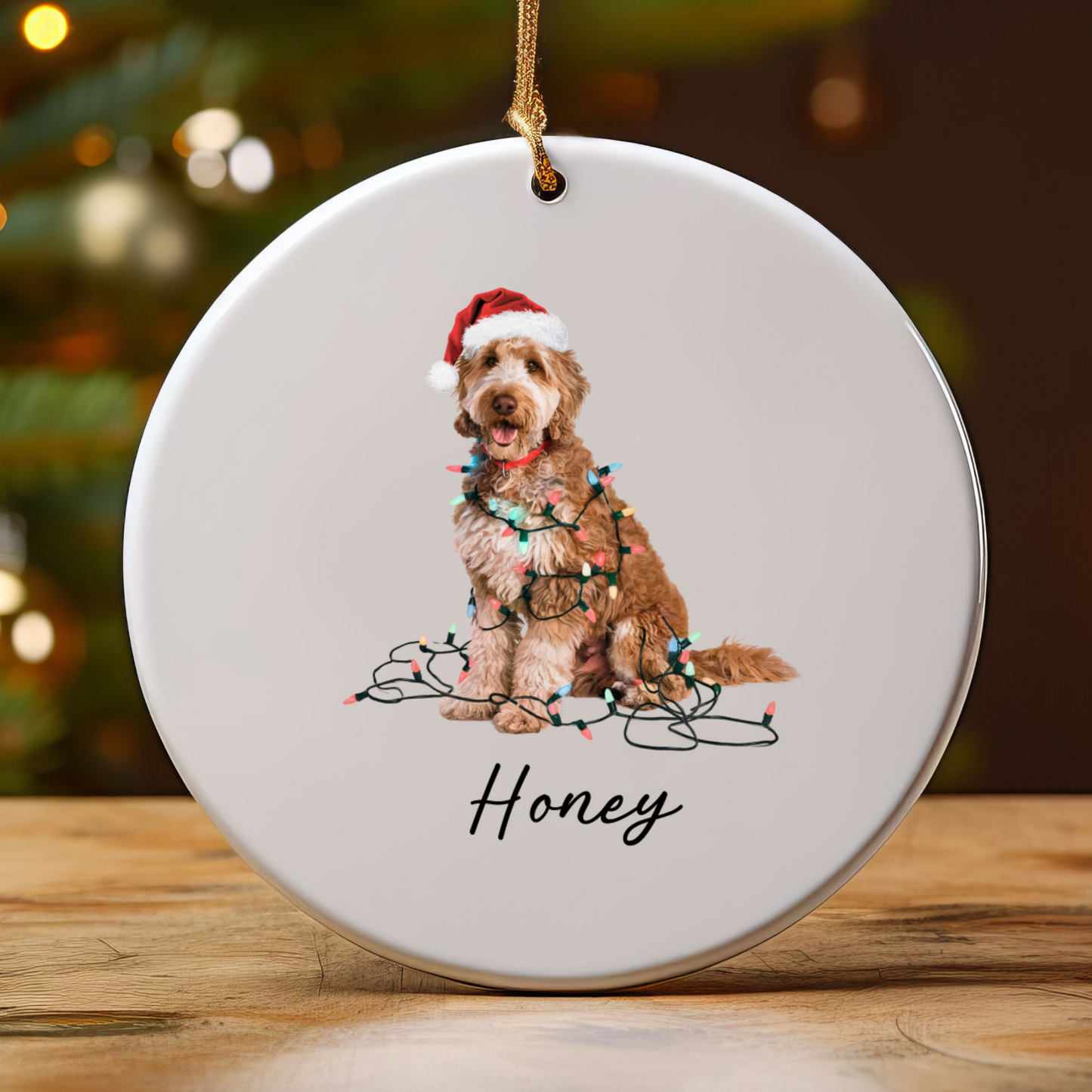 Personalized Goldendoodle Ceramic Ornament, Dog Lover Holiday Keepsake, Festive Xmas Tree Decoration