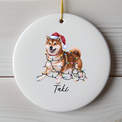Personalized Red Shiba Inu Ornament, Custom Pet Lover Gift
