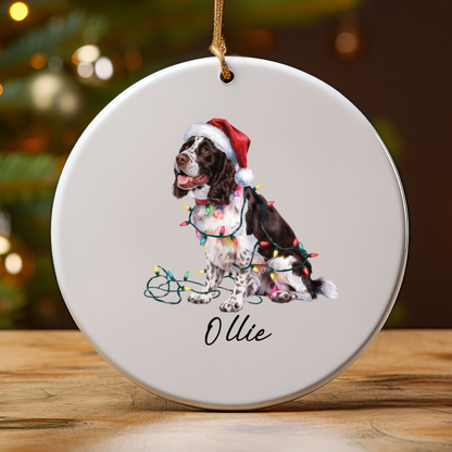Personalized Brown Springer Spaniel Ornament, Christmas Dog Ornament