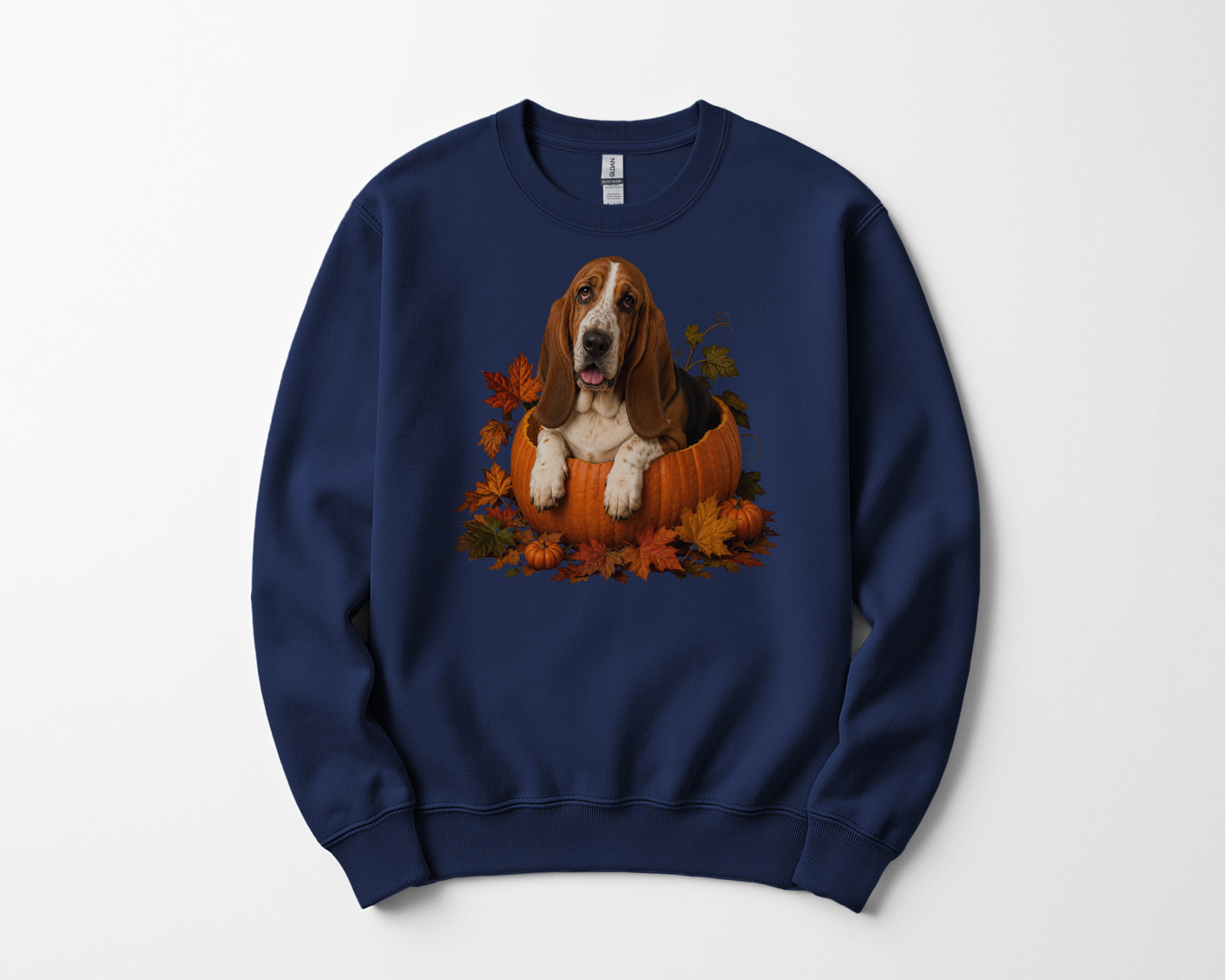 Basset Hound Pumpkin Sweatshirt Fall Dog Lover Autumn Puppy Crewneck Cozy Gift Pullover Apparel