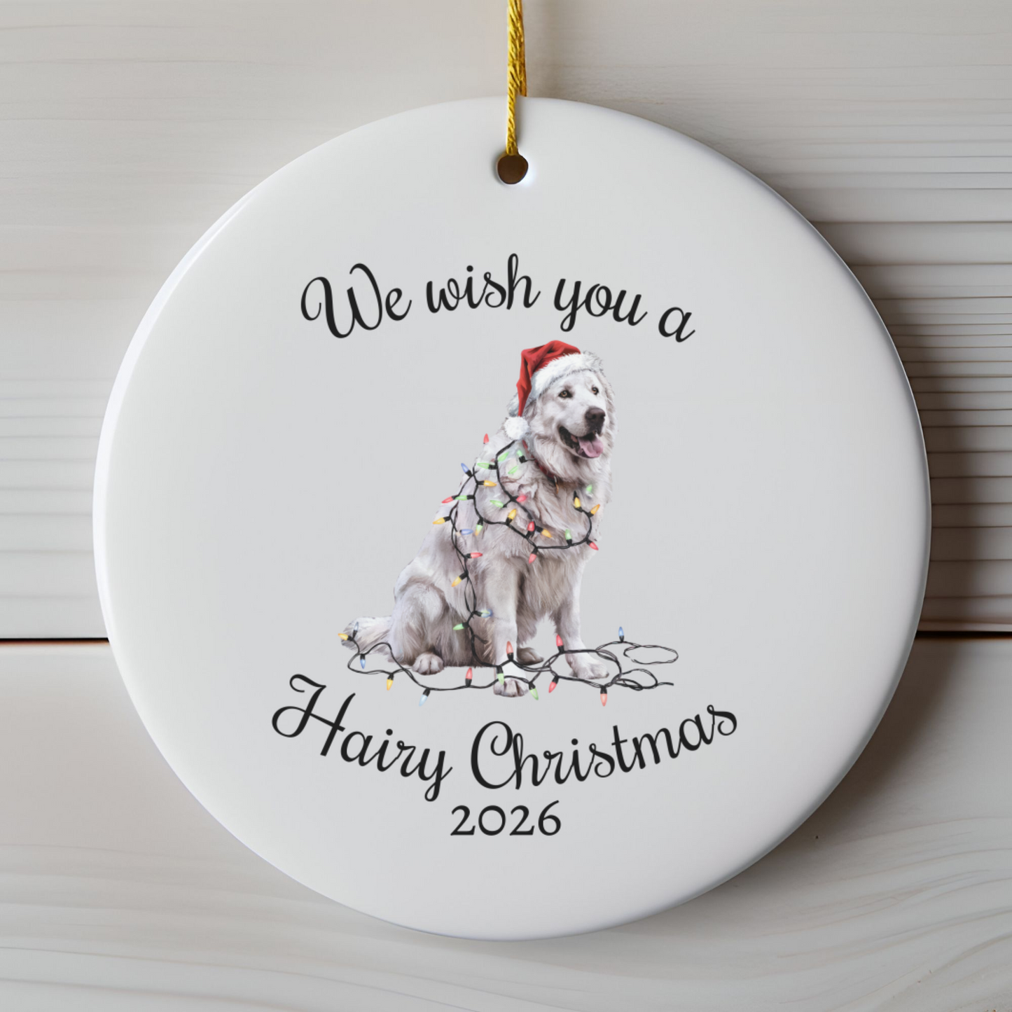 Christmas Great Pyrenees Ornament, Christmas Lights Dog Keepsake