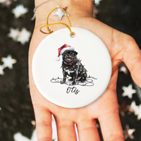 Load image into Gallery viewer, Black Pug Ornament, Personalized Pet Keepsake
