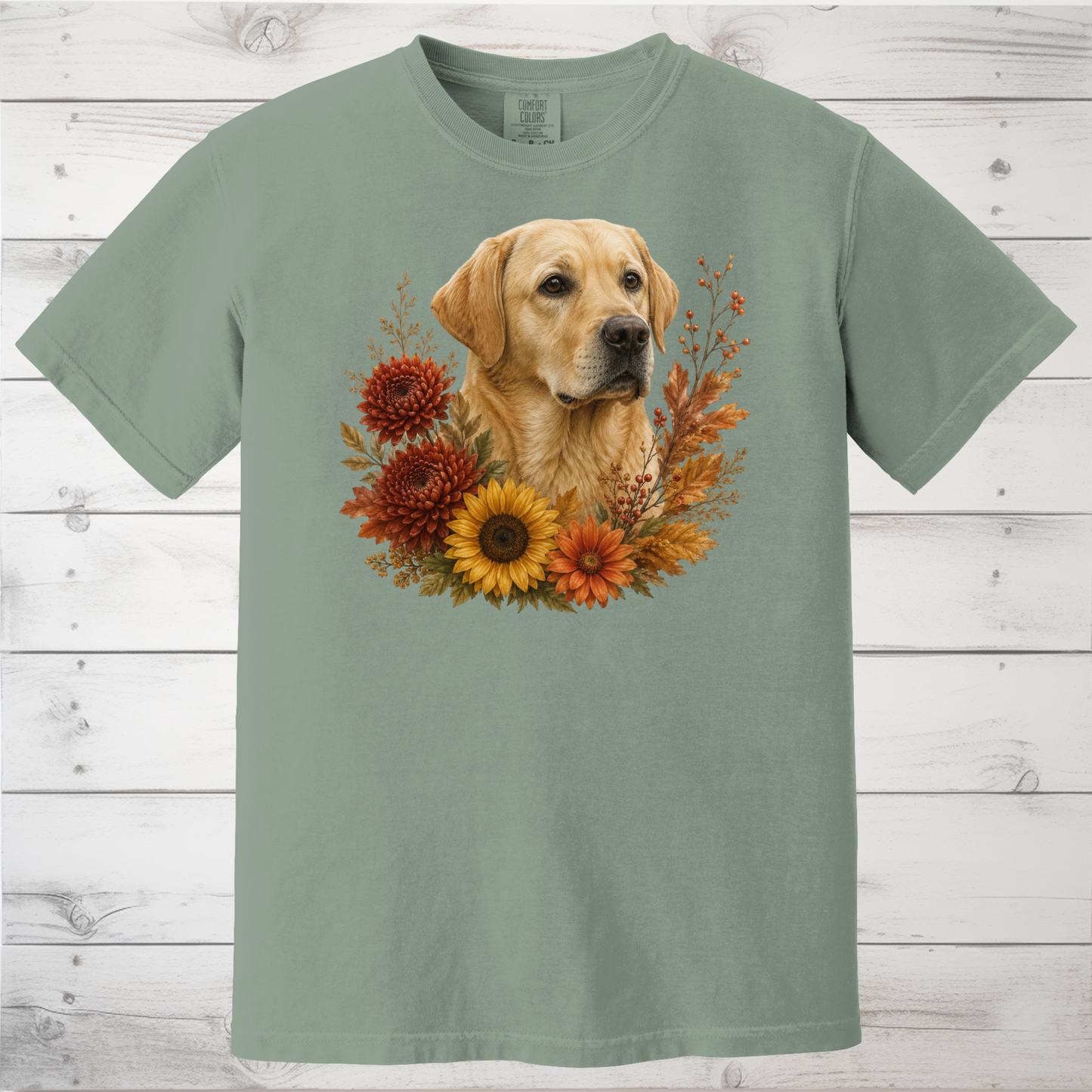 Yellow Labrador Autumn Floral Shirt