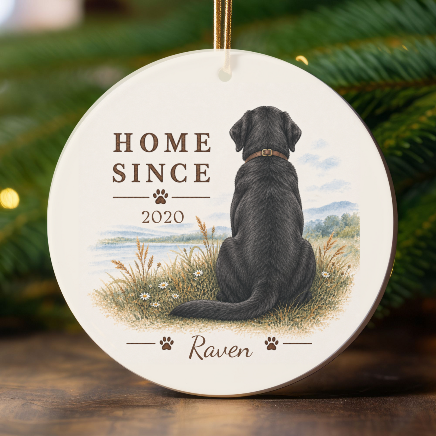 Personalized Black Lab Ornament, Double Sided Labrador Gotcha Day Gift, Custom Dog Keepsake