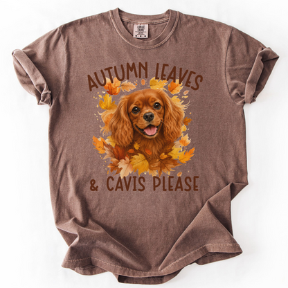 Ruby Cavalier Mom Fall Shirt, Autumn Leaves & Cavaliers Please