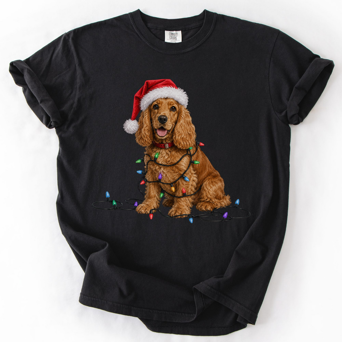 Christmas Cocker Spaniel Shirt, Christmas Lights Dog Shirt