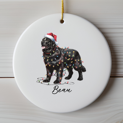 Black Newfoundland Ornament, Personalized Dog Keepsake