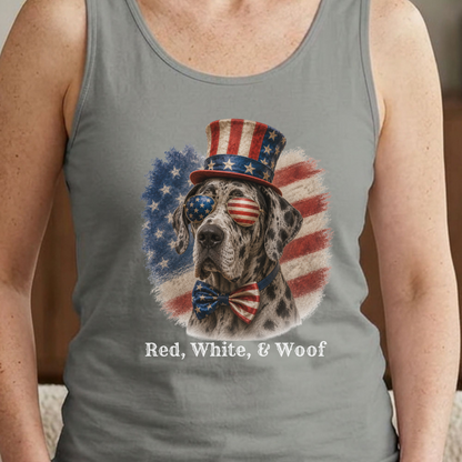 Patriotic Great Dane Tank Top, Red White & Woof