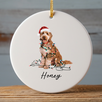 Personalized Goldendoodle Ceramic Ornament, Dog Lover Holiday Keepsake, Festive Xmas Tree Decoration