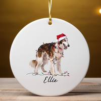 Load image into Gallery viewer, Personalized Borzoi Christmas Lights Ornament
