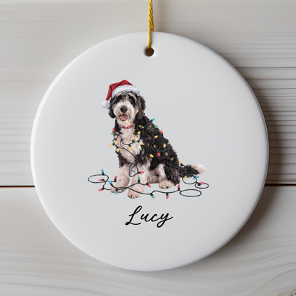 Personalized Labradoodle Ornament Custom Dog Keepsake Ceramic Holiday Decoration Pet Gift