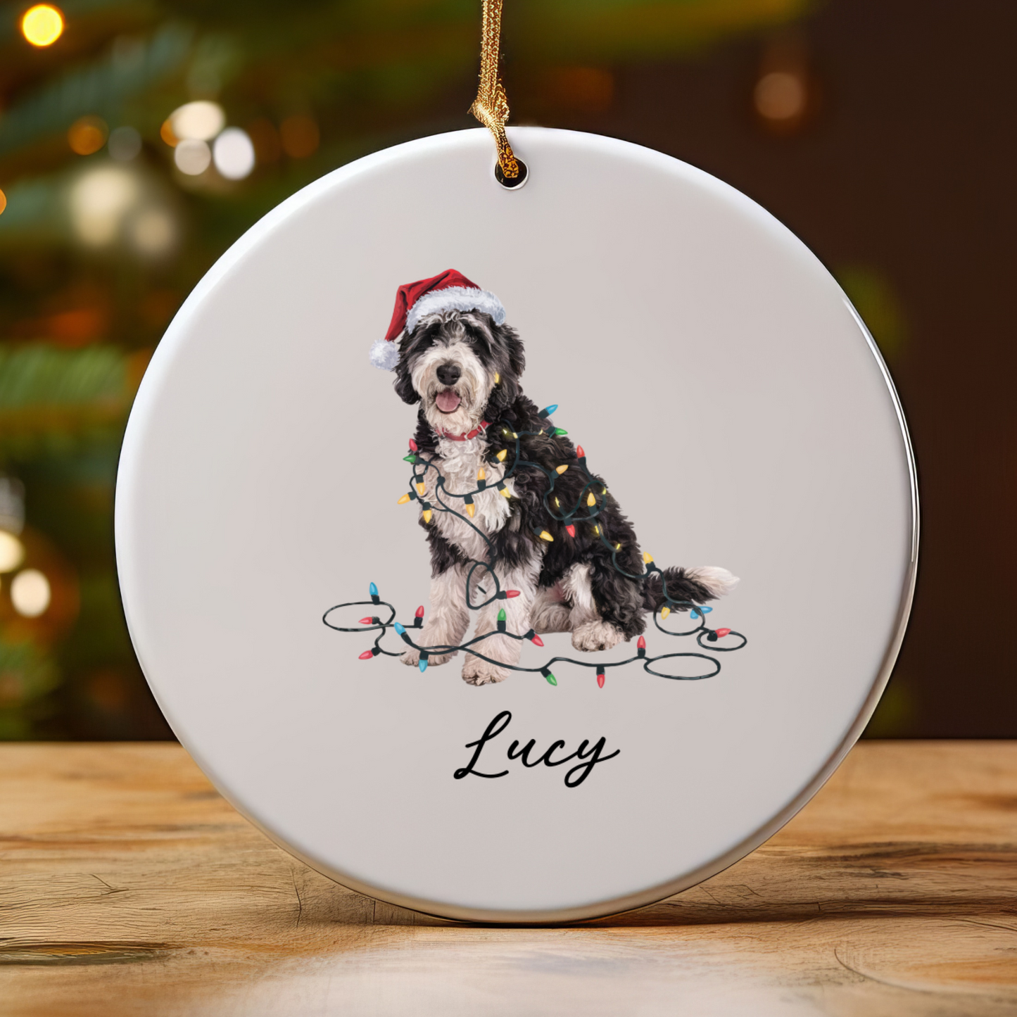 Personalized Labradoodle Ornament Custom Dog Keepsake Ceramic Holiday Decoration Pet Gift