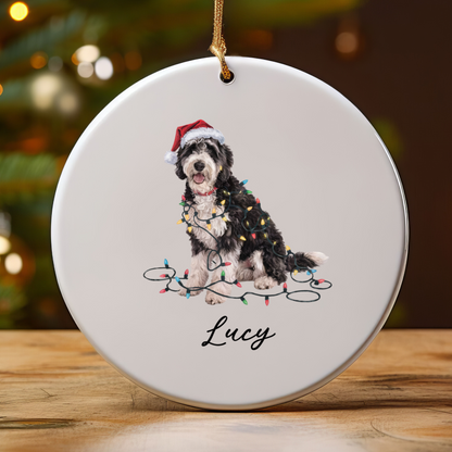 Personalized Labradoodle Ornament Custom Dog Keepsake Ceramic Holiday Decoration Pet Gift