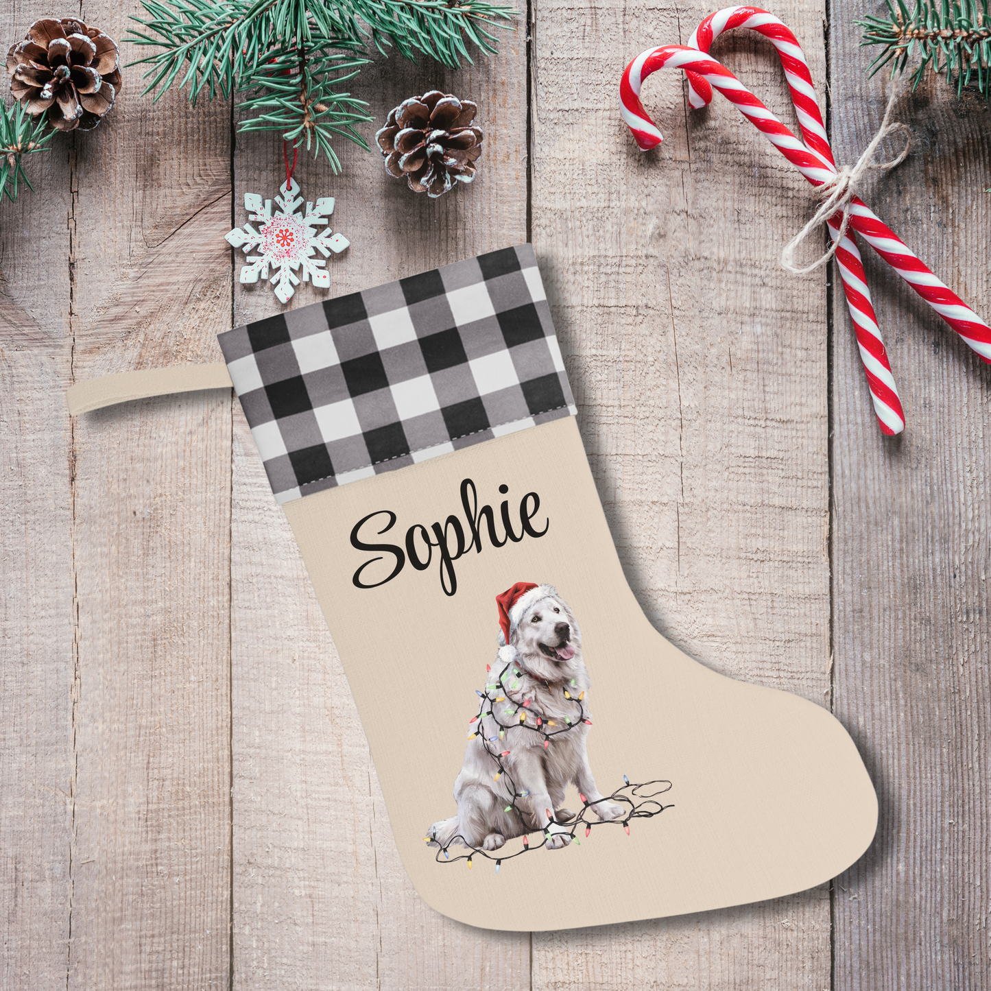 Personalized Great Pyrenees Christmas Stocking, Holiday Decor Gift for Pet Lovers
