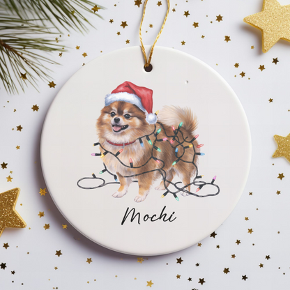 Personalized Pomeranian Ornament, Custom Ceramic Pet Keepsake