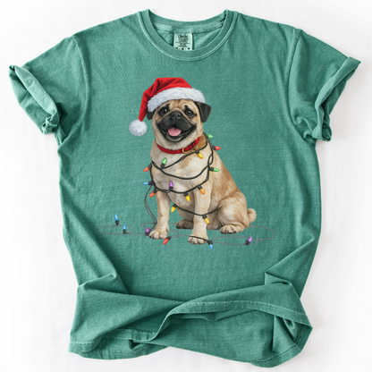 Christmas Fawn Pug Shirt, Christmas Dog Tee, Christmas Lights Dog Tee, Pug Mom Tshirt, Gift for Dog Lover, Pug
