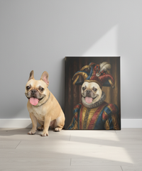 Load image into Gallery viewer, Personalized Jester Dog Portrait, Funny Custom Pet Art Canvas
