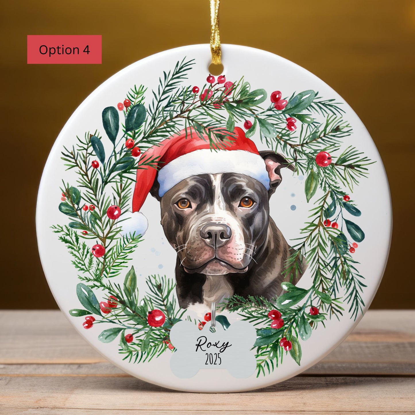 Personalized Pitbull Christmas Ornament