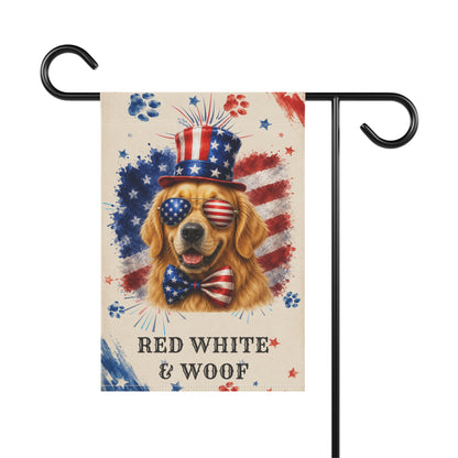 Patriotic Golden Retriever Garden Flag