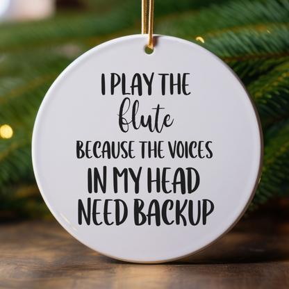Gift for Flute Player, Ceramic Musician Ornament