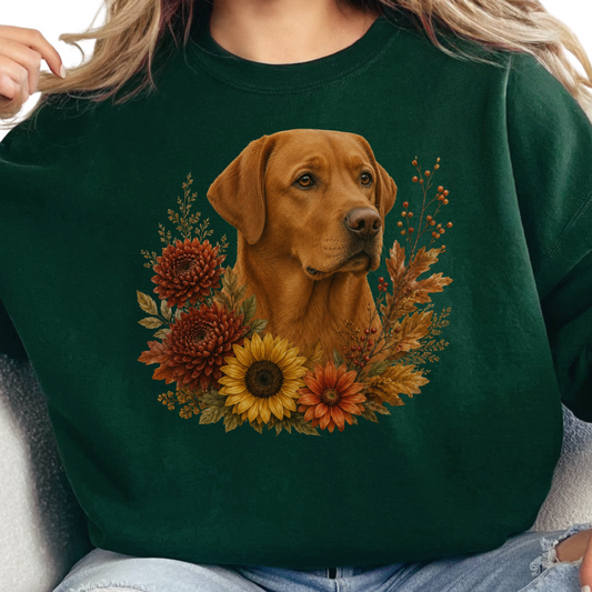 Fox Red Labrador Autumn Floral Sweatshirt