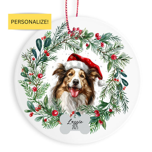 Personalized Collie Christmas Ornament