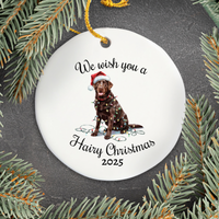 Load image into Gallery viewer, Christmas Chocolate Labrador Ornament, Christmas Lights Dog Keepsake
