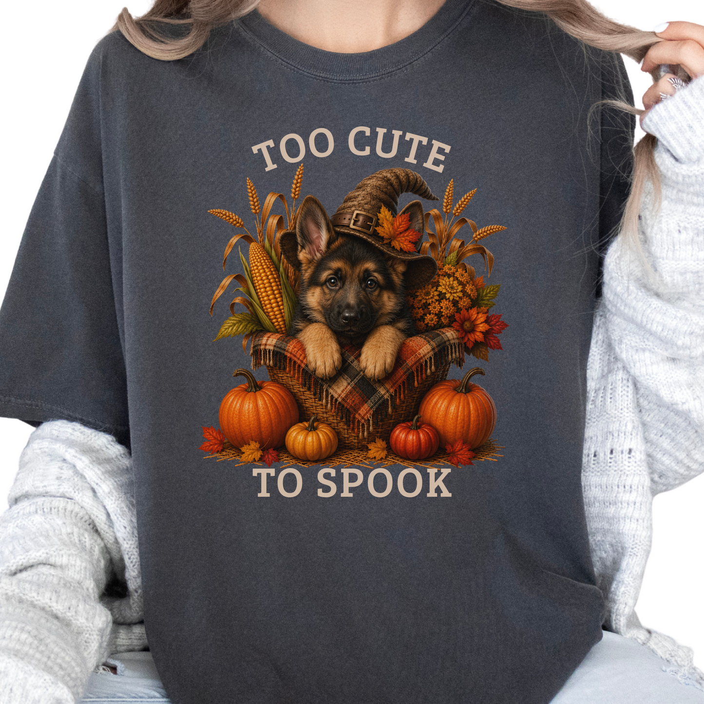 German Shepherd Halloween Shirt, Too Cute To Spook Fall Dog Lover Tee