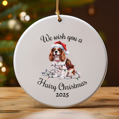 Christmas Cavalier King Charles Spaniel Ornament, Christmas Lights Dog Keepsake