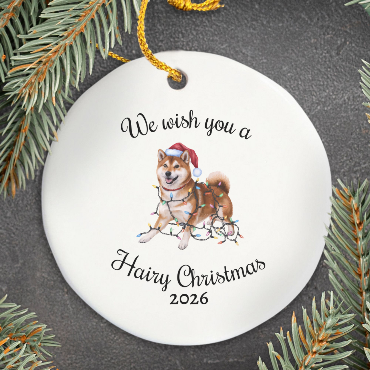 Christmas Red Shiba Inu Ornament, Christmas Lights Dog Keepsake