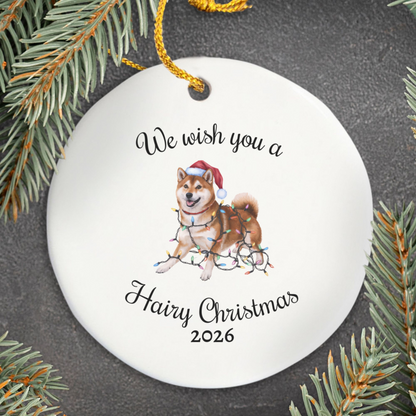 Christmas Red Shiba Inu Ornament, Christmas Lights Dog Keepsake