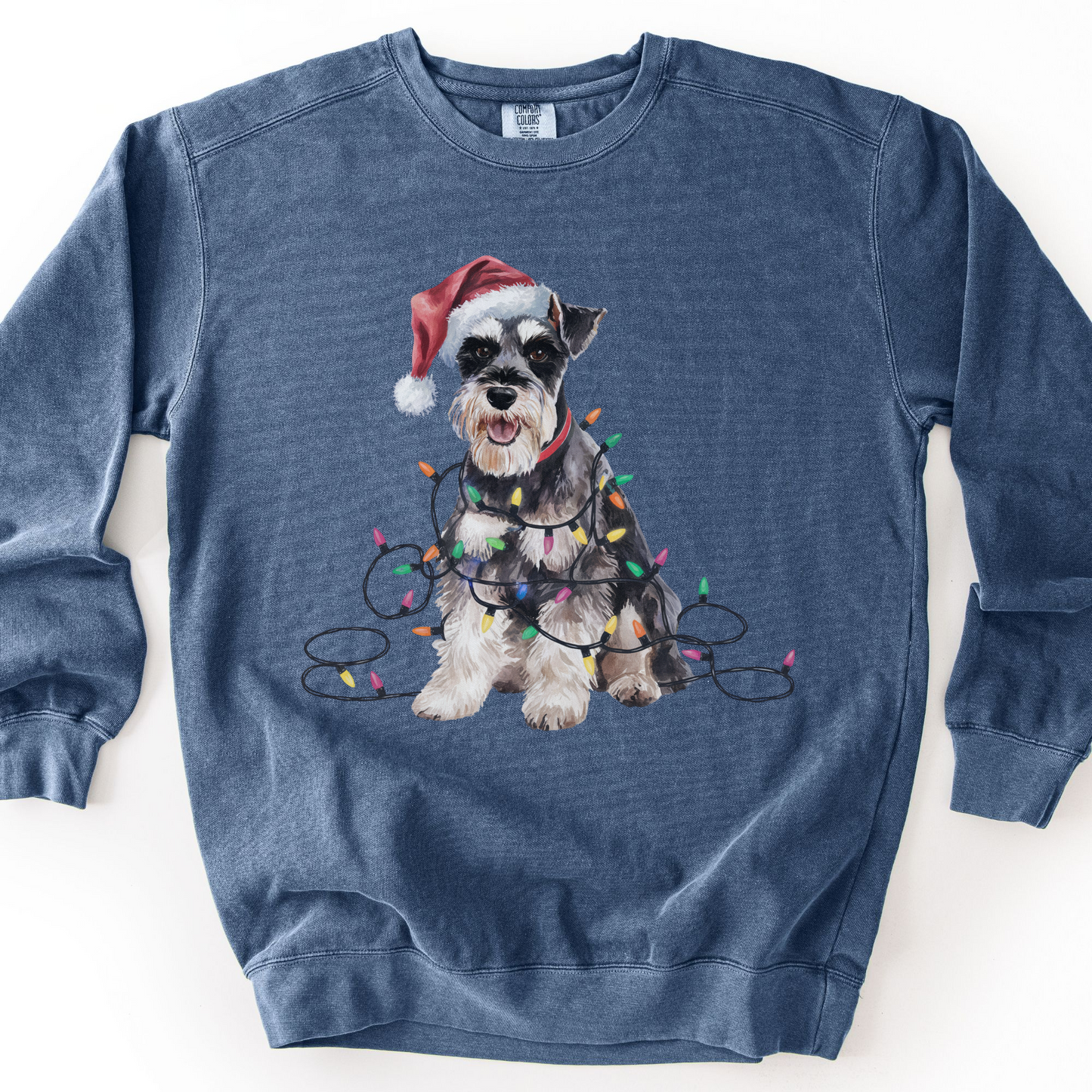 Schnauzer Christmas Lights Sweatshirt, Festive Dog Lover Apparel, Holiday Pet Sweater