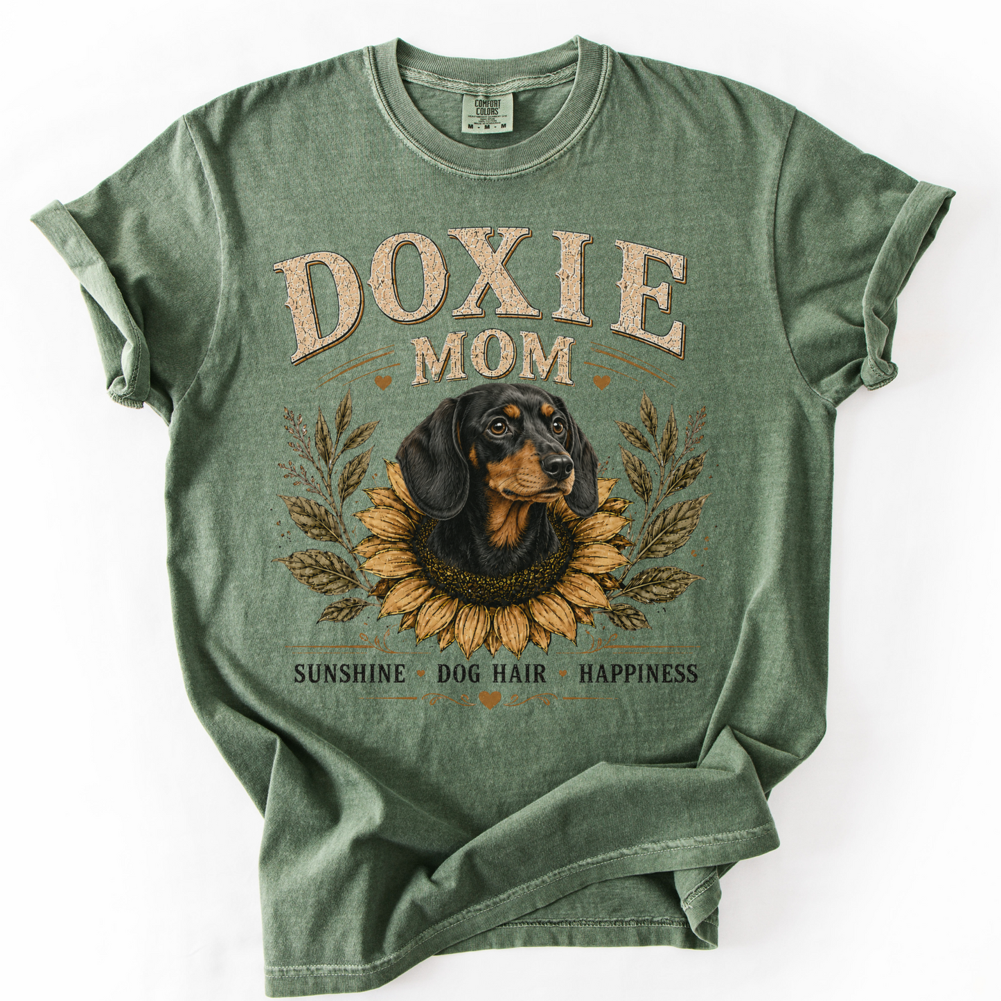 Black and Tan Dachshund Mom Shirt, Doxie Sunflower Tee, Vintage Dog Lover Gift