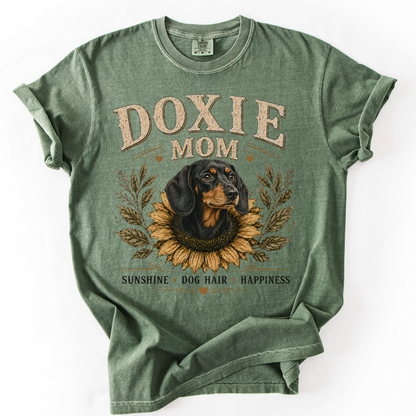 Black and Tan Dachshund Mom Shirt, Doxie Sunflower Tee, Vintage Dog Lover Gift