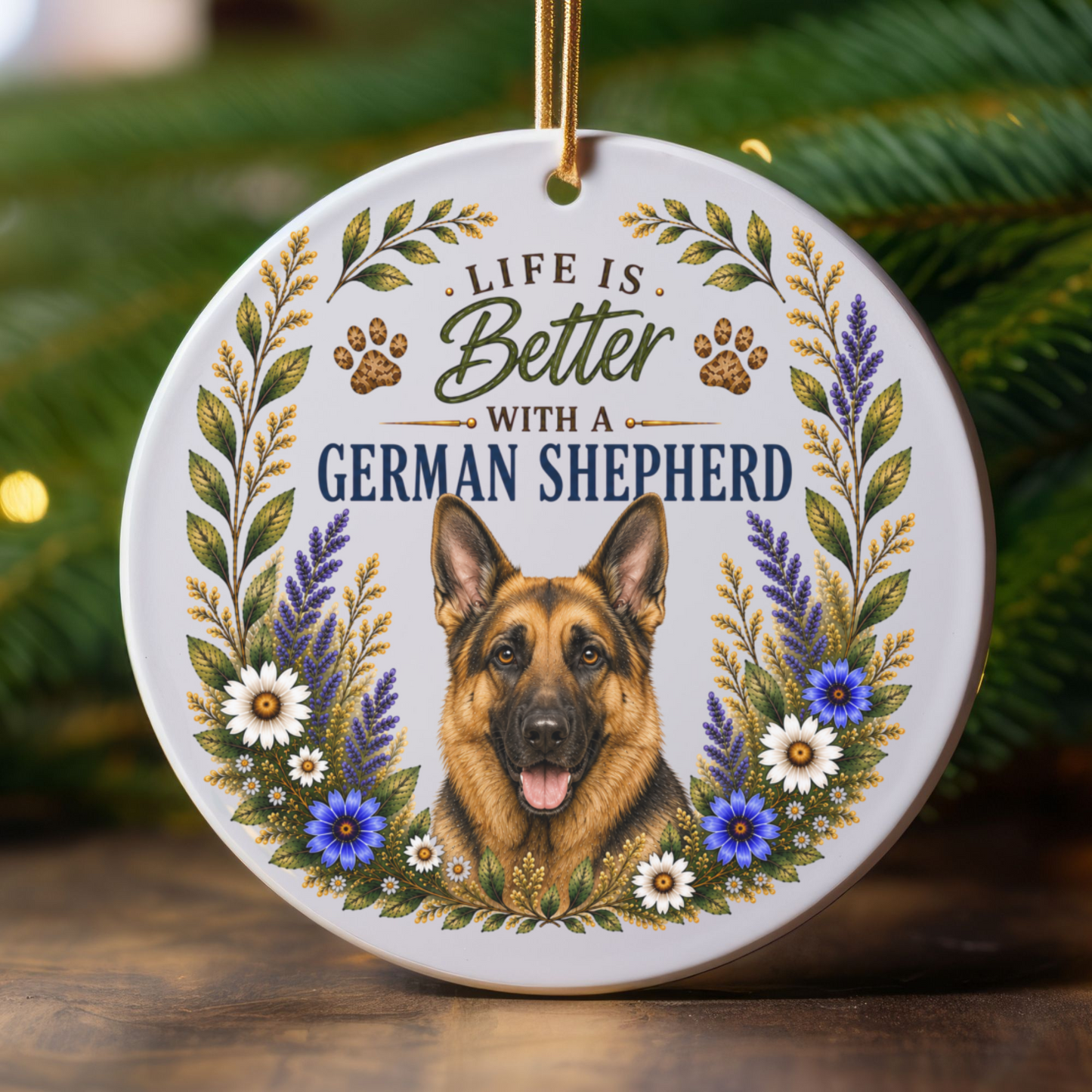 German Shepherd Ornament - Life Is Better