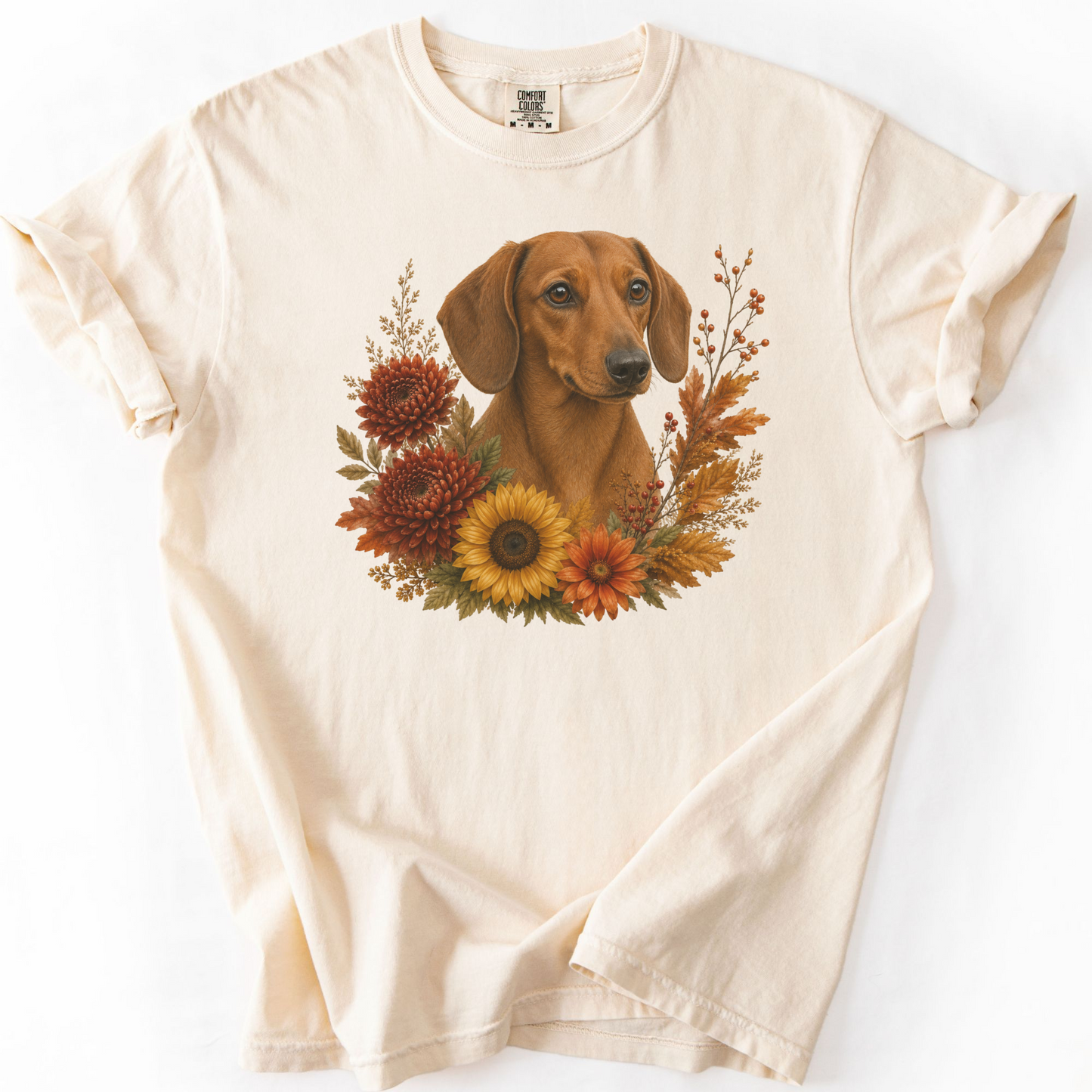 Red Dachshund Autumn Floral Shirt