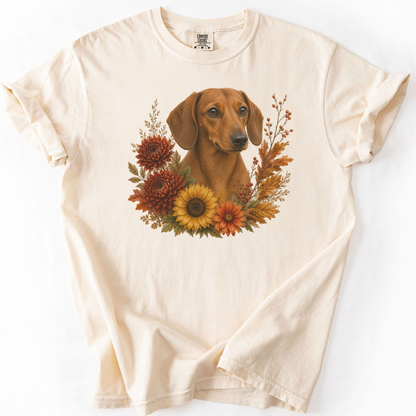Red Dachshund Autumn Floral Shirt