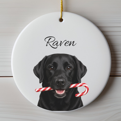 Personalized Black Lab Ornament, Custom Dog Name Christmas Ornament, Labrador Retriever Gift, Dog Lover Gift