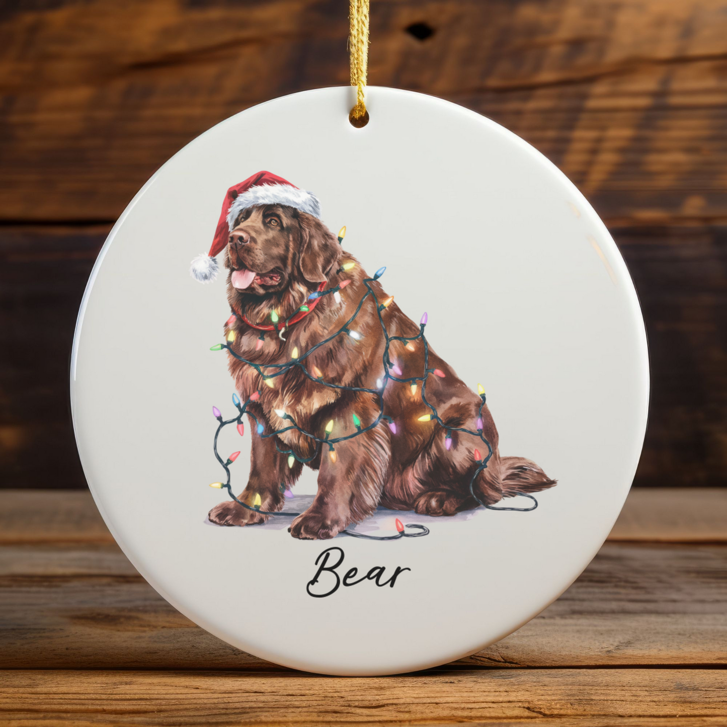 Brown Newfoundland Ornament, Custom Dog Keepsake