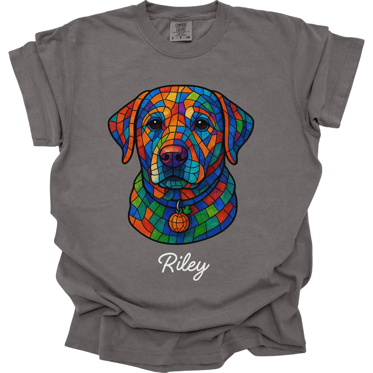 Custom Dog Photo Shirt, Personalized Pet Portrait Tee, Stained Glass Dog Gift