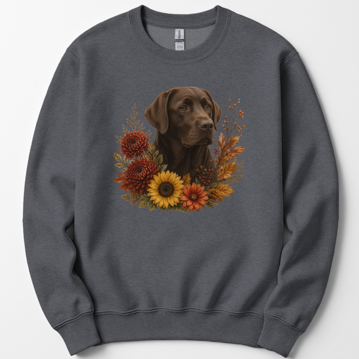 Chocolate Labrador Autumn Floral Sweatshirt