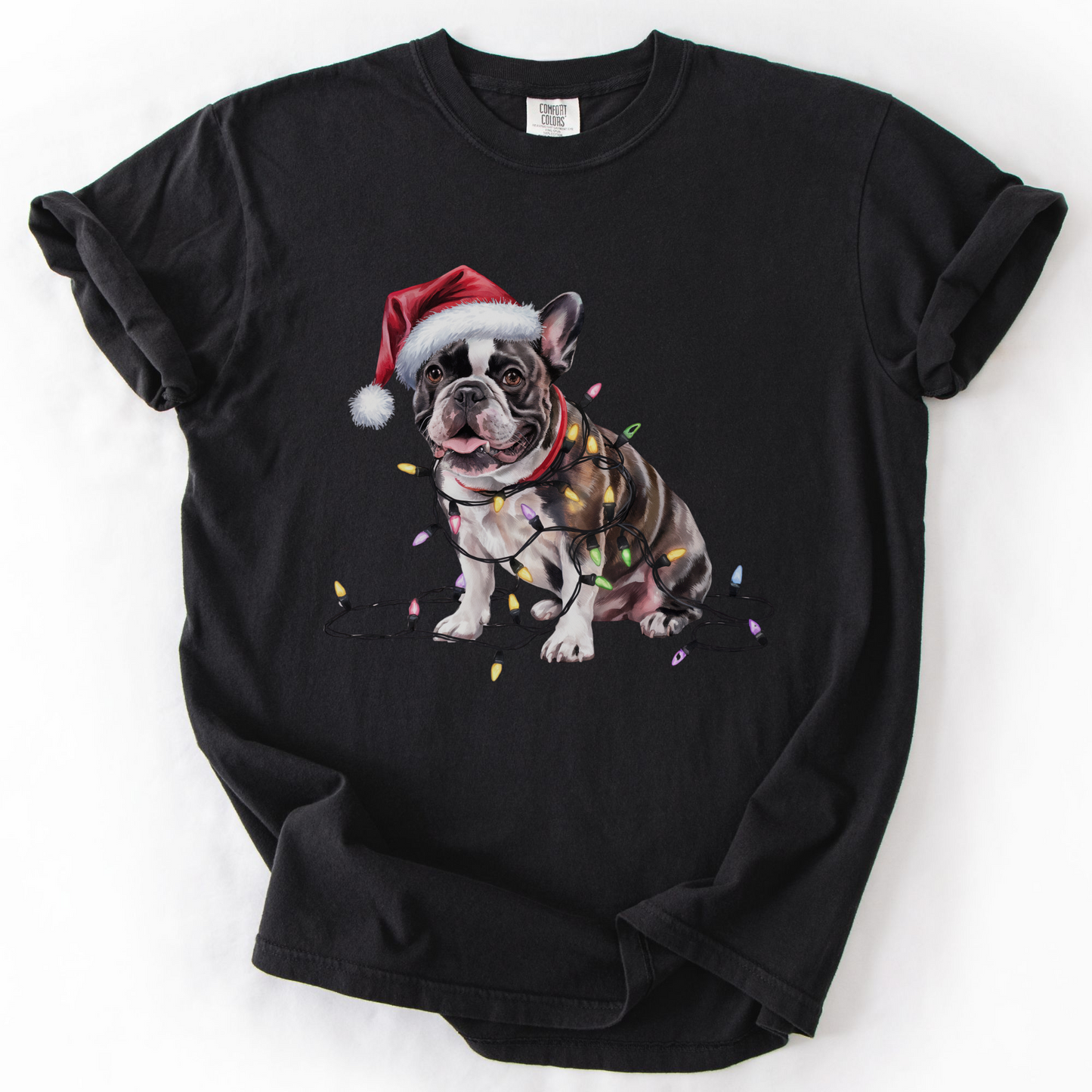 Christmas French Bulldog Shirt, Christmas Lights Dog Tee, Christmas Dog Tee, French Bulldog Mom Tshirt, Gift for Dog Lover, French Bulldog