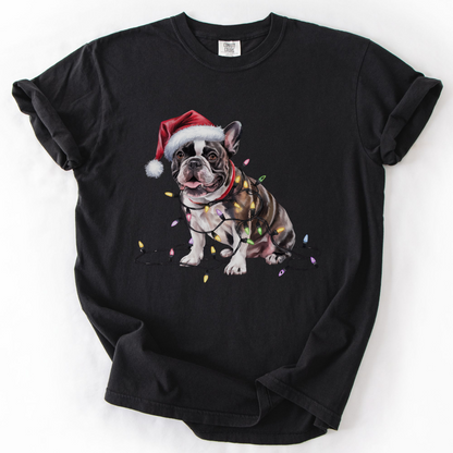 Christmas French Bulldog Shirt, Christmas Lights Dog Tee, Christmas Dog Tee, French Bulldog Mom Tshirt, Gift for Dog Lover, French Bulldog