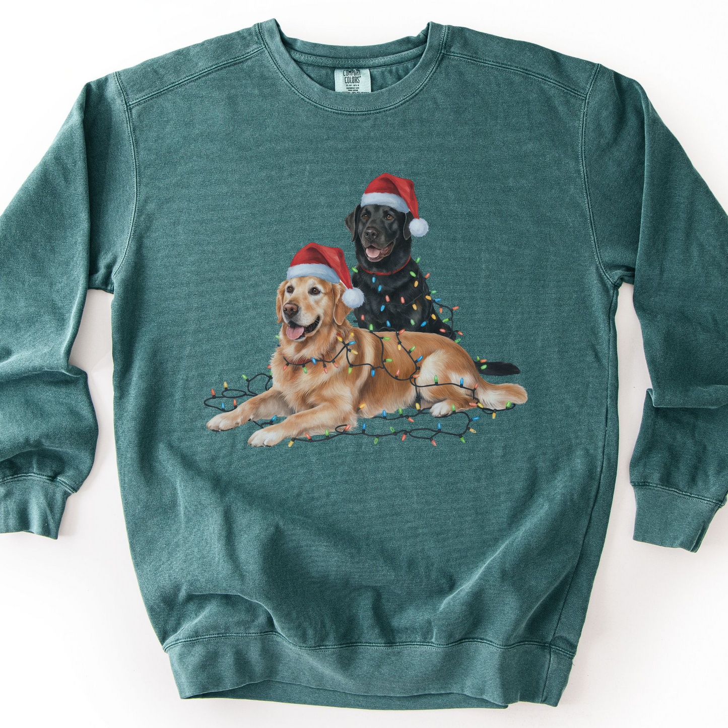 Black Lab and Golden Retriever Christmas Lights Sweatshirt