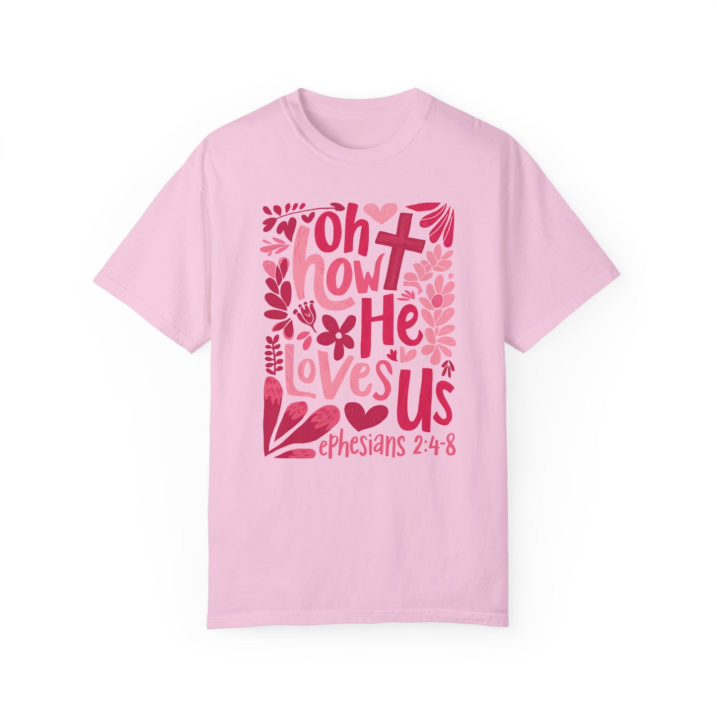 Vintage Floral Valentine's Unisex T-shirt, Retro Boho Tee, Ephesians 2:4-8 Christian Shirt, Valentine's Day Gift, Love Quote Shirt